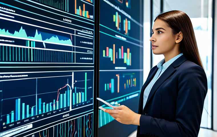 A professional male and female financial analyst, fully clothed in modest business suits, stand confidently in a sophisticated, high-tech modern bank office. They are looking at a large, interactive transparent screen displaying complex financial data visualizations, charts, and digital currency flows, symbolizing automated efficiency and streamlined processes. The background features sleek glass walls and subtle glowing lines representing data networks. The atmosphere is professional, innovative, and secure, fully clothed, modest clothing, appropriate attire, professional dress, safe for work, appropriate content, professional, perfect anatomy, correct proportions, natural pose, well-formed hands, proper finger count, natural body proportions, professional photography, high quality, sharp focus, vibrant colors, futuristic aesthetic.
