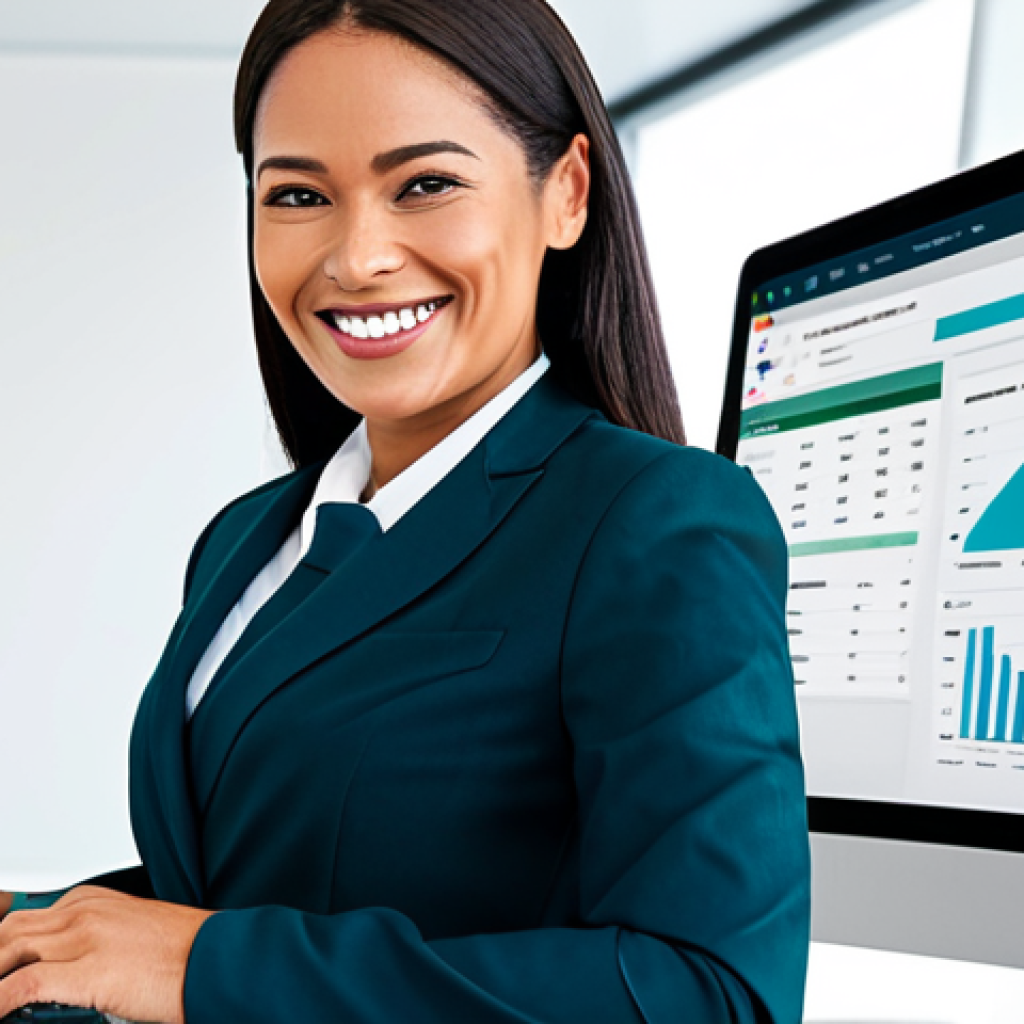 Automated Invoicing**

"A professional businesswoman in a modern office setting, smiling confidently while reviewing an automated invoice dashboard on her computer, fully clothed in a modest business suit, showing invoice templates and digital payment options, appropriate attire, safe for work, perfect anatomy, correct proportions, professional, high quality, digital illustration."

**