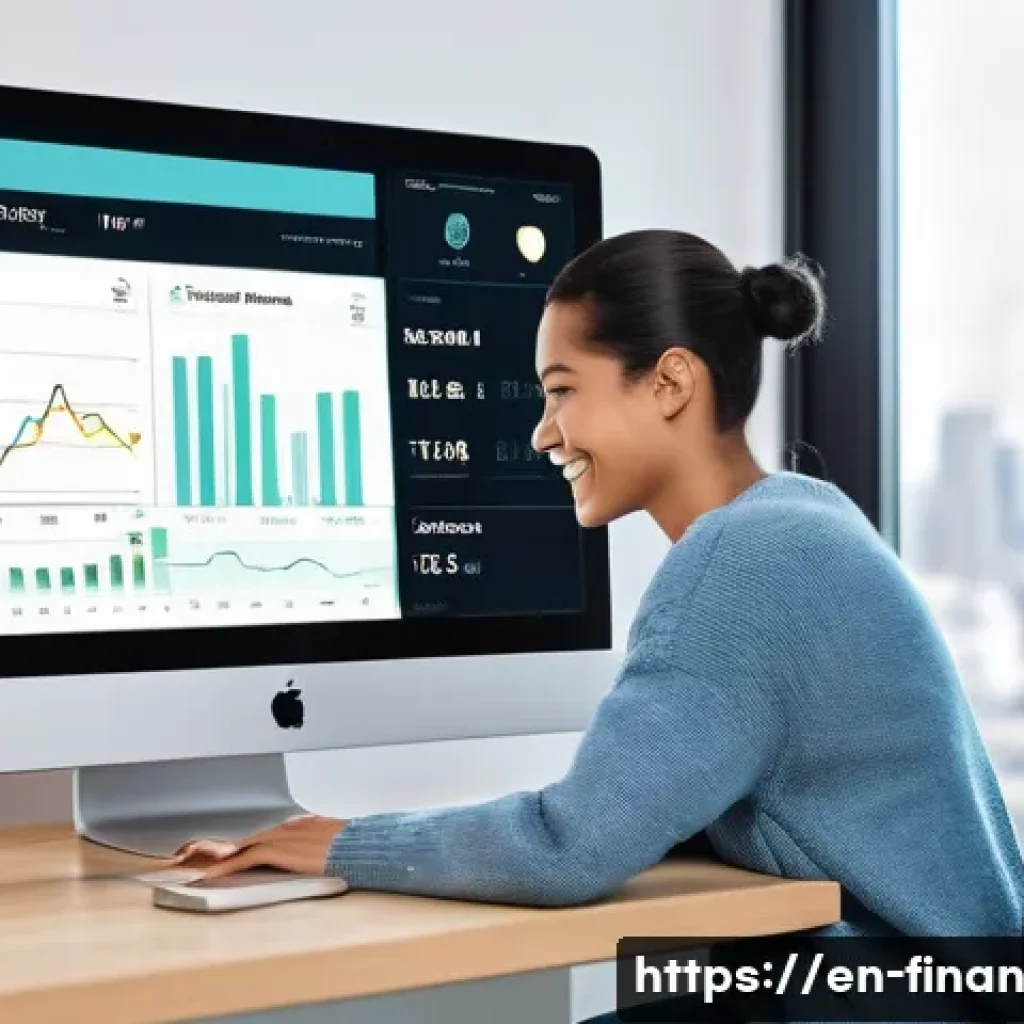 금융 자동화 도구의 장단점 비교 - **Prompt:** A diverse young adult (20s-30s, gender-neutral) sits comfortably at a modern desk, illum...