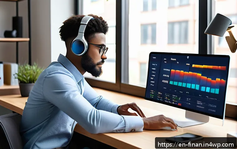 금융 자동화 플랫폼의 사용자 경험 - A modern home office setup featuring a young professional using a sleek laptop displaying an automat...
