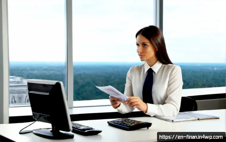 Home 17 금융 자동화에 대한 실무자의 경험담 - Photorealistic experienced financial operations manager in a modern American office, reviewing an au...