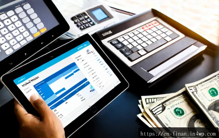 금융 자동화의 적용 분야 분석 - Photorealistic modern small-business finance office, a focused accountant reviewing a clean tablet d...